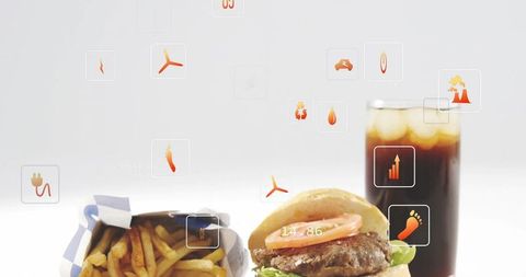 Fast Food Meal with Digital Metrics Overlay