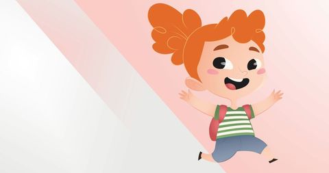 Cheerful Girl Cartoon with Backpack | Childhood Education Illustration - Download Free Stock Images Pikwizard.com