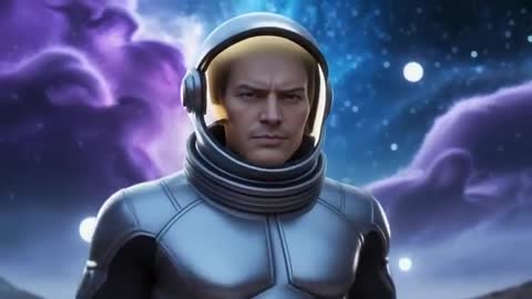 Astronaut Exploring Alien Landscape with Vibrant Nebula