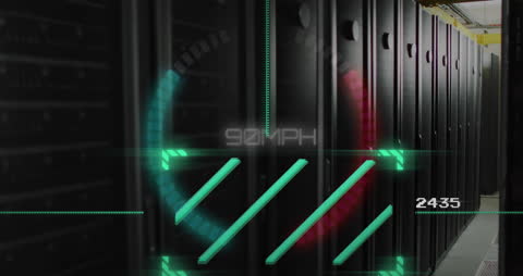 Futuristic Digital Data Processing in Server Room Concept