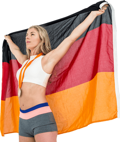female athlete celebrating victory with transparent german flag - Download Free Stock Videos Pikwizard.com
