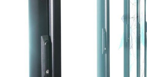 Sleek phone design with button and port features on white background