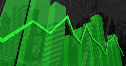 Green Line Graph Over Cityscape Depicting Financial Growth - Download Free Stock Images Pikwizard.com