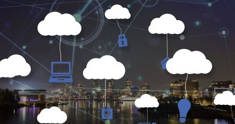 Digital Cloud Network Over Urban Cityscape - Download Free Stock Images Pikwizard.com