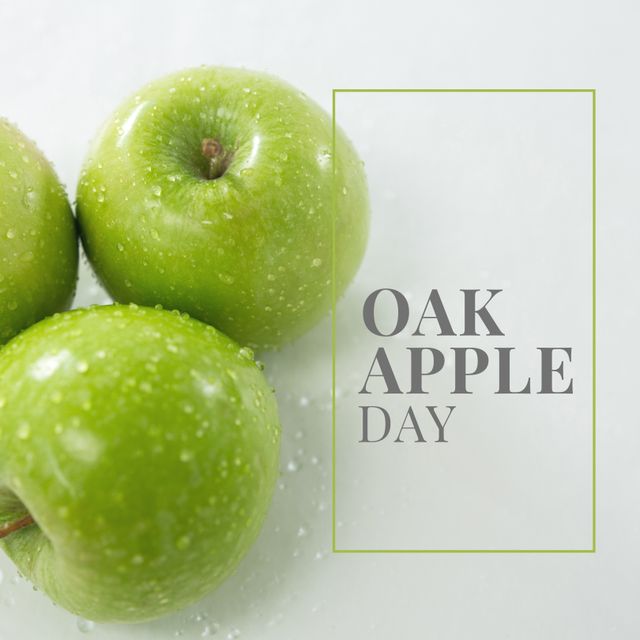 Fresh Granny Smith Apples with Oak Apple Day Text - Download Free Stock Templates Pikwizard.com