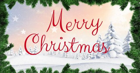 Festive Merry Christmas Greeting with Winter Wonderland Background - Download Free Stock Images Pikwizard.com