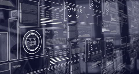 Futuristic Digital Data Visualizations in Office Environment