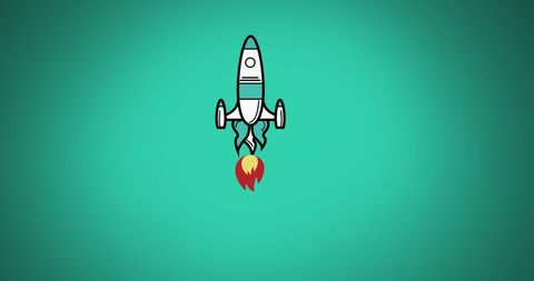 Rocket icon ascending against vibrant green background