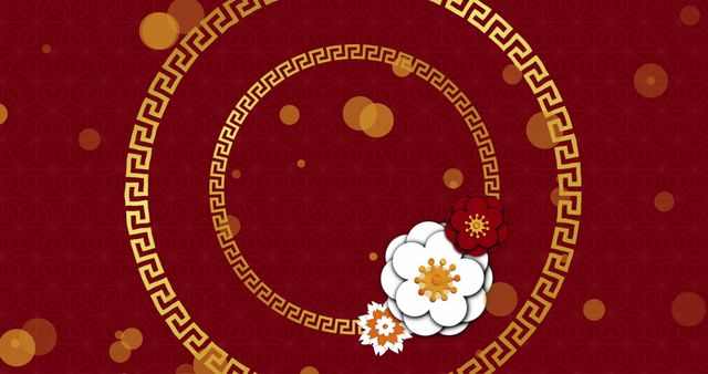 Chinese New Year Pattern with Festive Floral Accents on Red Background - Download Free Stock Images Pikwizard.com