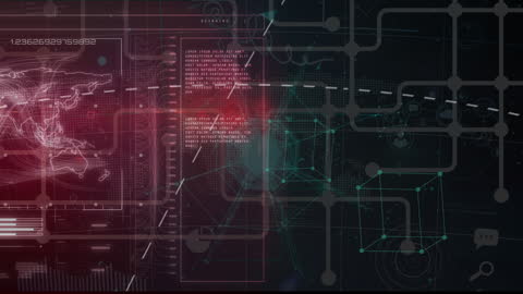 Futuristic Digital Interface with Data Flow Visualization