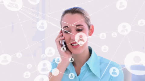 Woman Communicating Through Virtual Network with Smartphone