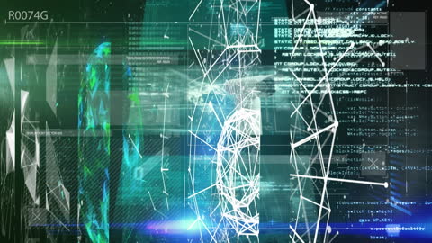 Futuristic Digital Network with Data Streaming Graphics