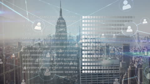 Digital Network Over Urban Skyline Enhancing Connectivity Concept