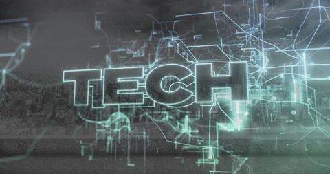 Futuristic digital network with glowing tech