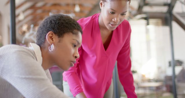 Two Professional African American Women Collaborating in Modern Office - Download Free Stock Images Pikwizard.com