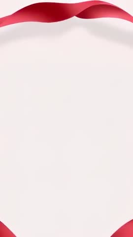 Looping red ribbon animation shifting and curving across warm beige vertical title card