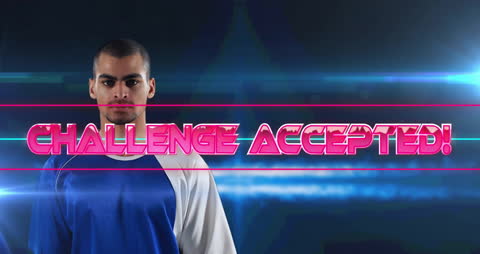 Dynamic Challenge Accepted Text with Soccer Player