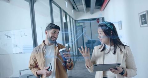 Innovative Coworkers Collaborating in Modern Office Environment