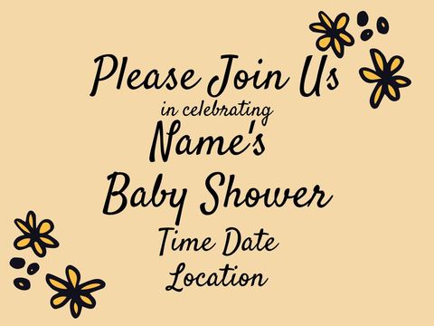 Baby Shower Invitation with Floral Accents on Beige Background - Download Free Stock Templates Pikwizard.com