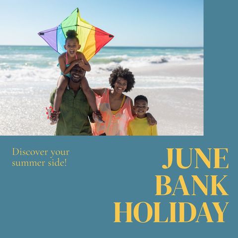 joyful family enjoying beach kite flying on june bank holiday - Download Free Stock Templates Pikwizard.com