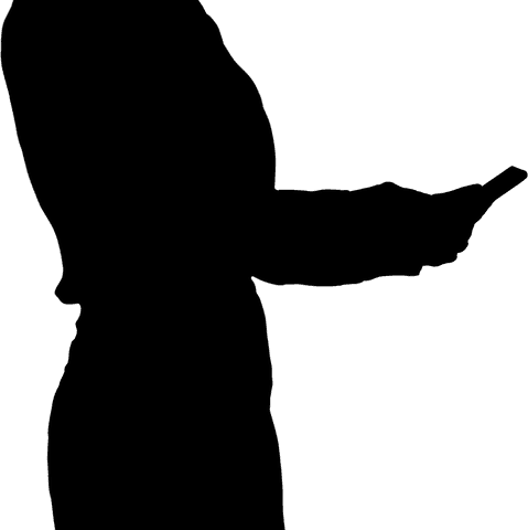 Transparent silhouette of woman using smartphone vector