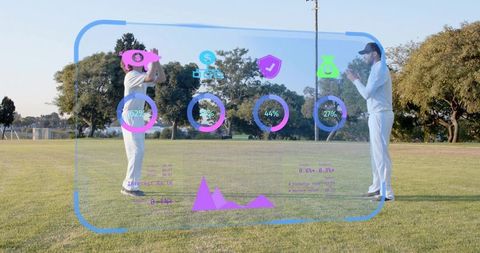 Cricket players using augmented reality performance analytics with ar hud rings