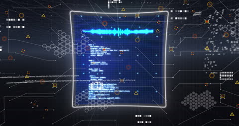 Digital Data Processing Interface with Animated Icons