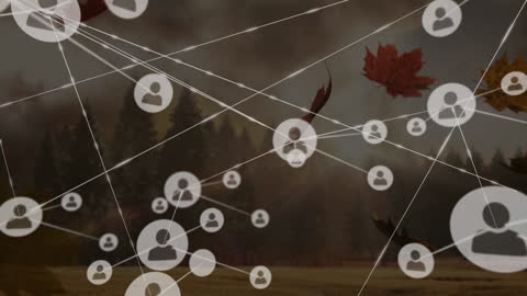 Digital Network Connection Over Autumn Landscape
