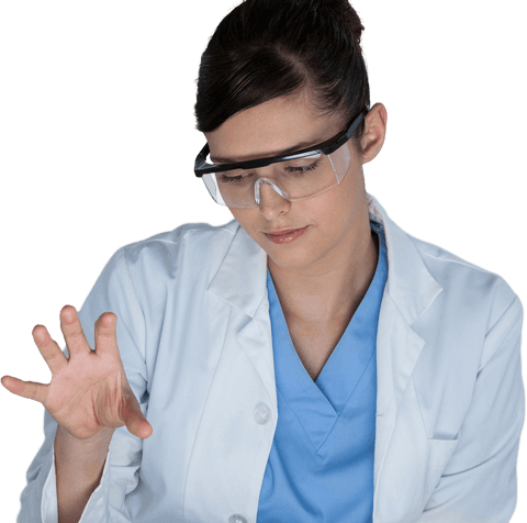female scientist using transparent virtual interface - Download Free Stock Videos Pikwizard.com