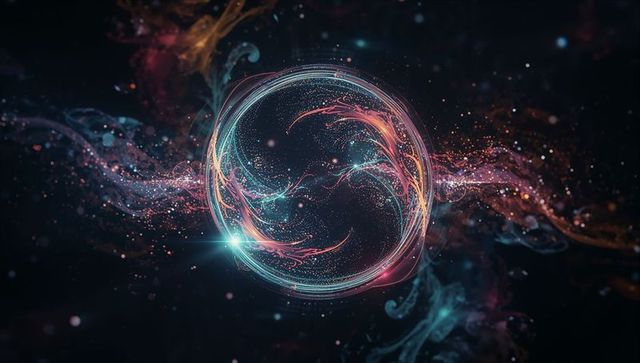 Futuristic Cosmic Energy Ring with Vibrant Swirls and Particles