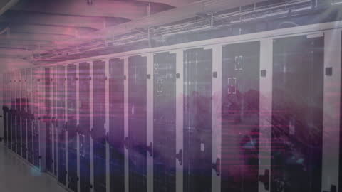 Futuristic Data Center with Lightning and Glowing Networks