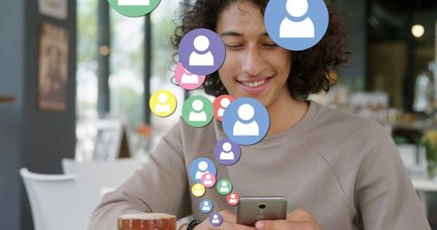 Young Adult Engaging with Social Media through Smartphone