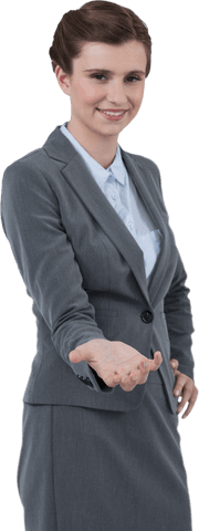 Transparent Portrait of Businesswoman Offering Gesture