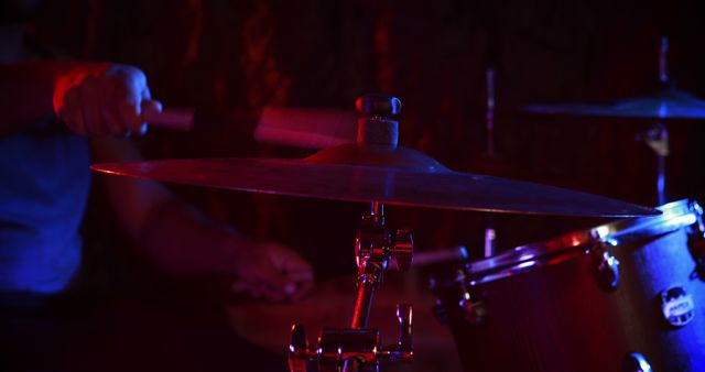 Close-up of drummer playing on drum set at nightclub 4k - Download Free Stock Photos Pikwizard.com