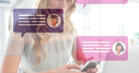 Woman Engaging with Digital Communication in Technology-driven Classroom