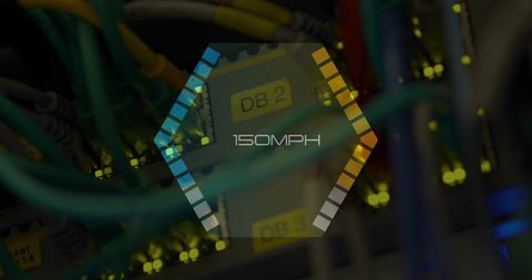 Digital Speedometer Overlay on Server Room Interface - Download Free Stock Images Pikwizard.com