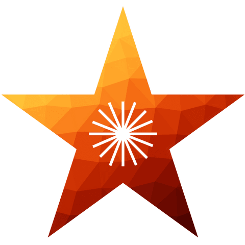 Vibrant geometric mosaic star with transparent background