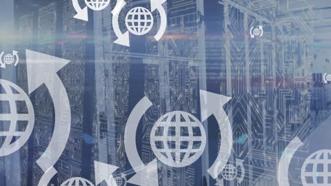 Data Processing Animation Over Server Room Concept