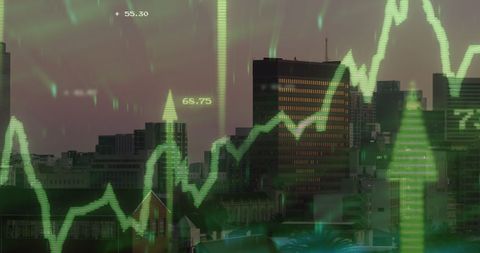 Digital Finance Data Overlapping Urban Skyline - Download Free Stock Images Pikwizard.com