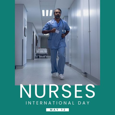 nurse running in hospital corridor celebrating international nurses day - Download Free Stock Templates Pikwizard.com