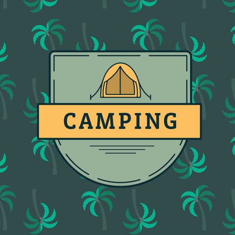 transparent camping badge with tent emblem and palm background - Download Free Stock Videos Pikwizard.com