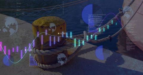 Global Shipping and Financial Data Integration with Digital Overlay - Download Free Stock Images Pikwizard.com