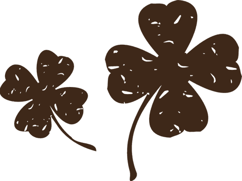 Minimalistic transparent clover with heart shaped petals
