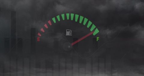 Fuel Gauge with Data Analytics Theme Above Dark Sky - Download Free Stock Images Pikwizard.com