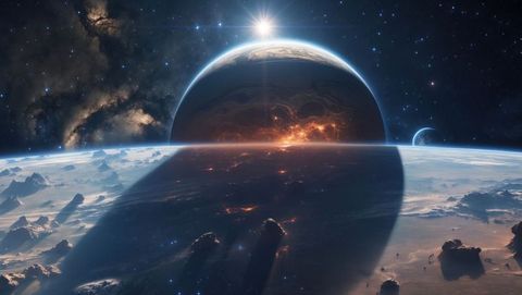 Spectacular Gas Giant Rising Over Alien Planet - Download Free Stock Images Pikwizard.com
