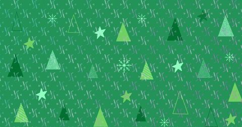 Abstract Festive Pattern on Green Background