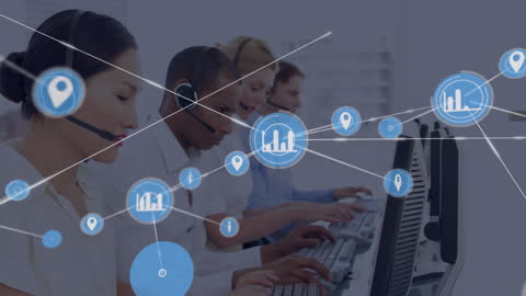 Diverse Call Center Team Network Communication Concept