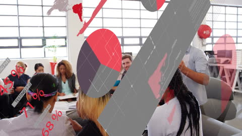 Diverse Business Meeting with Financial Data Overlay