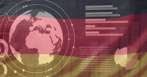 Global data technology and analytics over german flag