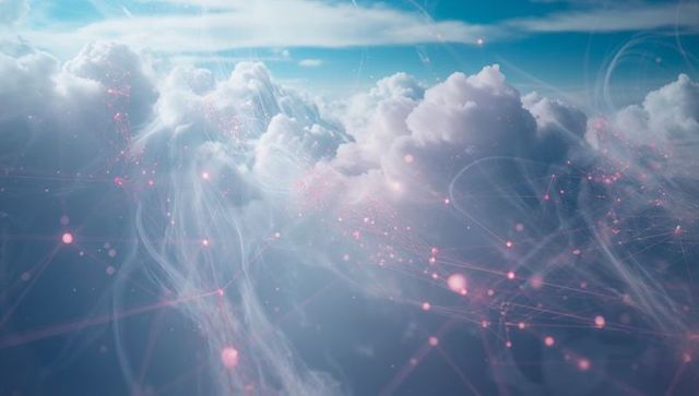 Surreal Cloud Horizon Interwoven with Digital Network